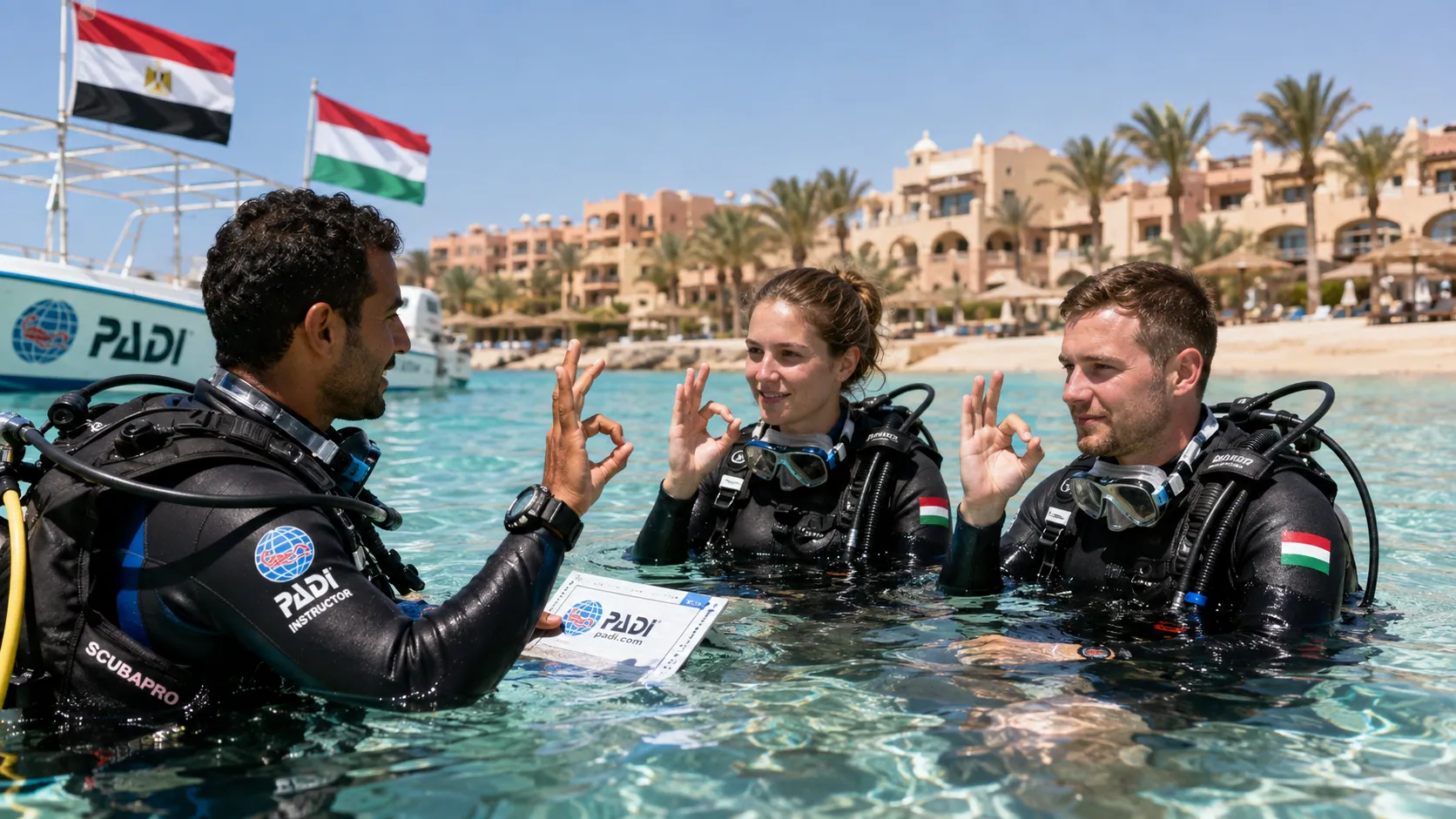 Merülésvezető kíséri a búvárokat a Carless Reef koralltornyai között a nyílt vízen